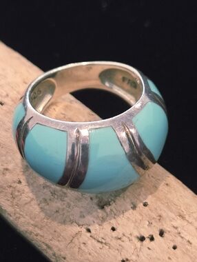 925 FAS Turquoise Color Inlay Dome Ring